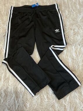 adidas Black Joggers with White Side Stripes